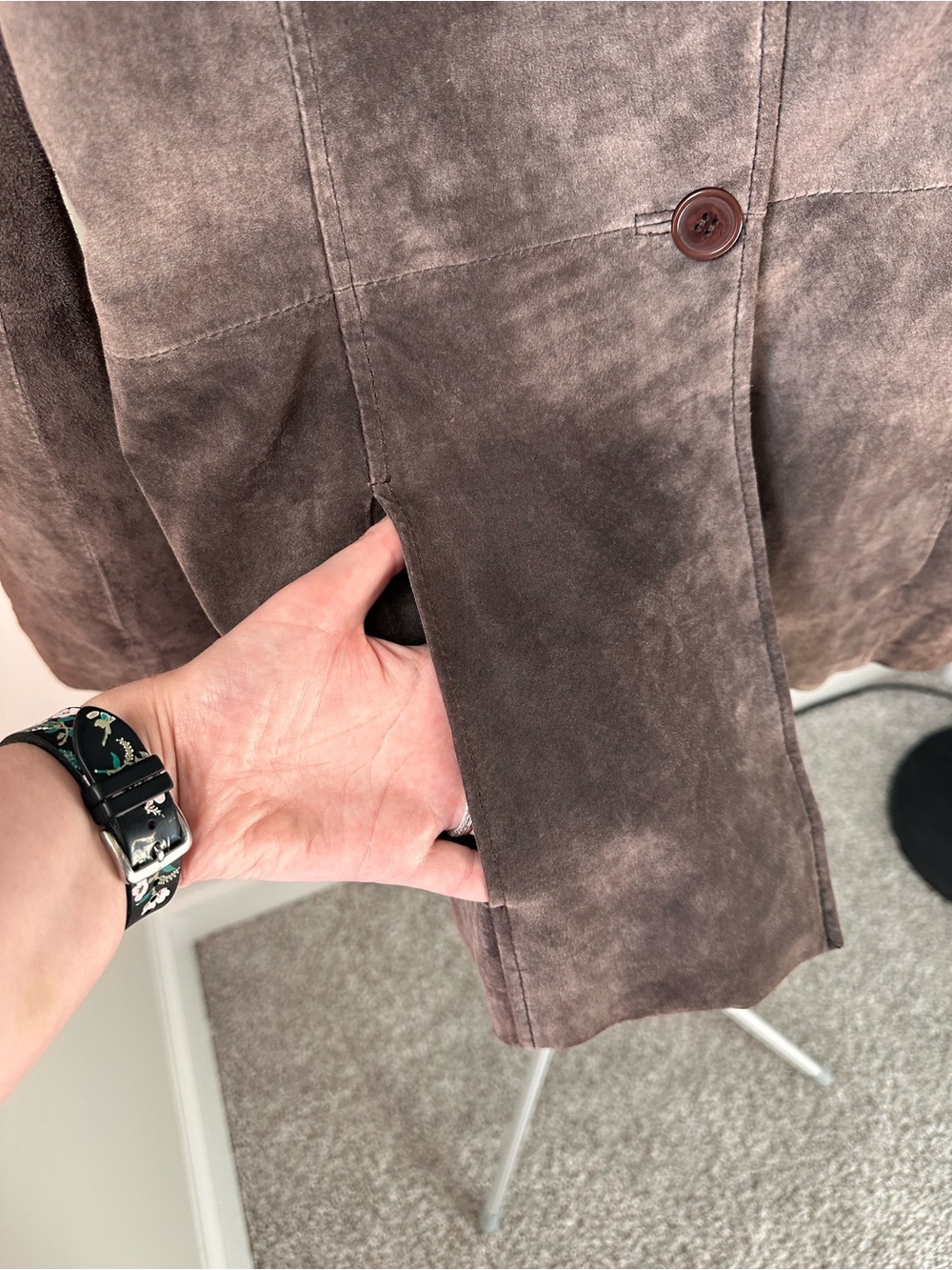 Vintage Uniform John Paul Richard Chocolate Brown Suede Leather Jacket Blazer 8 - Picture 4 of 7